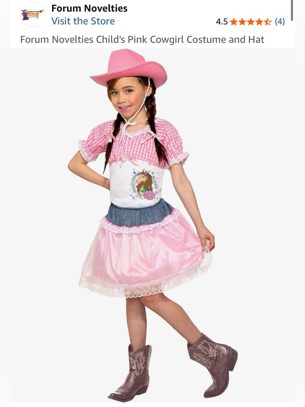 Forum Novelties Western Pink Cowgirl Size: Medium (8-10) Halloween Costume